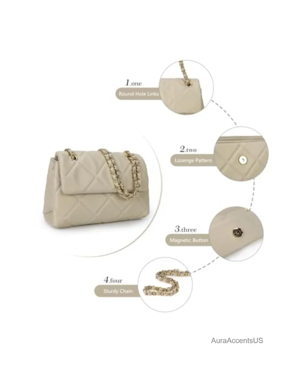 Quilted Crossbody Purse Faux Leather Chain Shoulder Bag Trendy Clutch